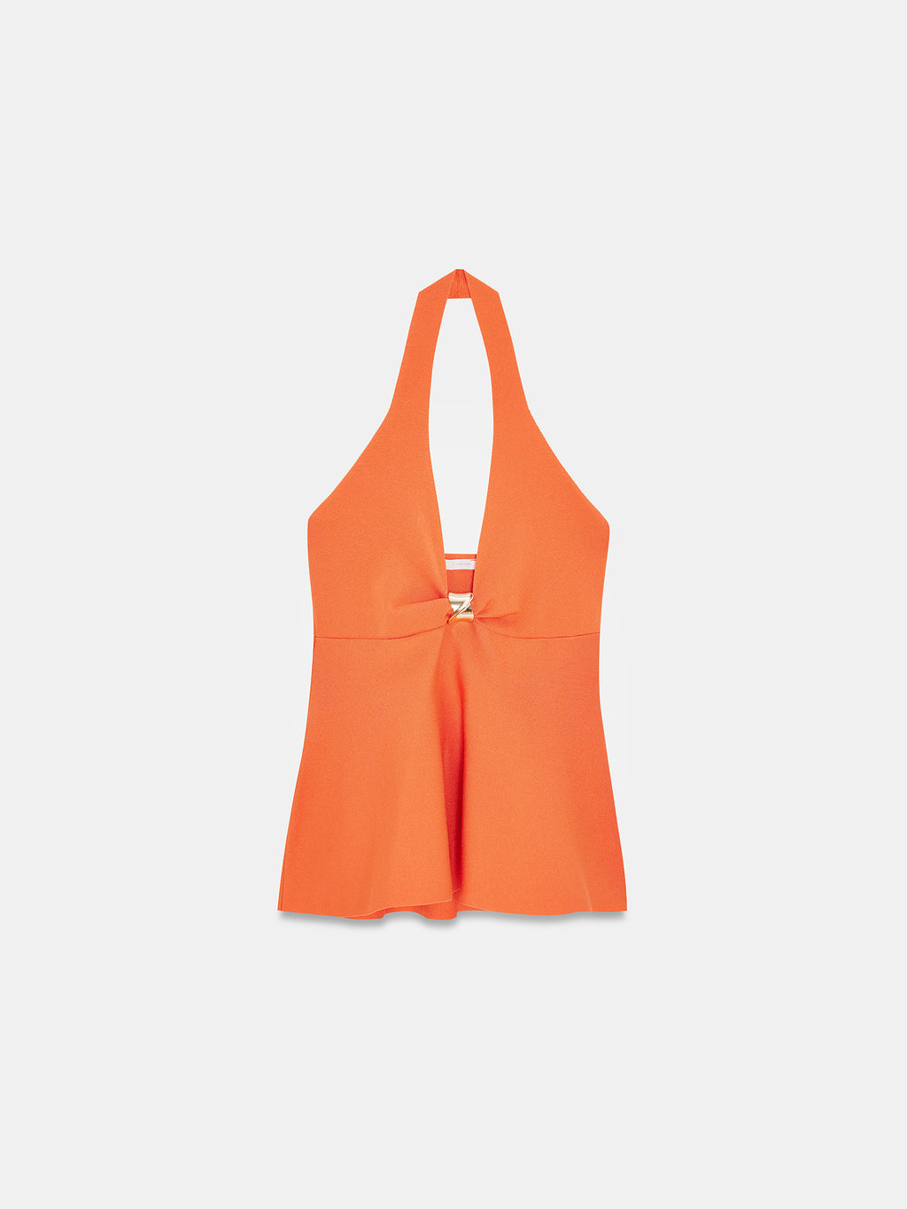 Peplumtopp i Stickat med Halterneck – Orange