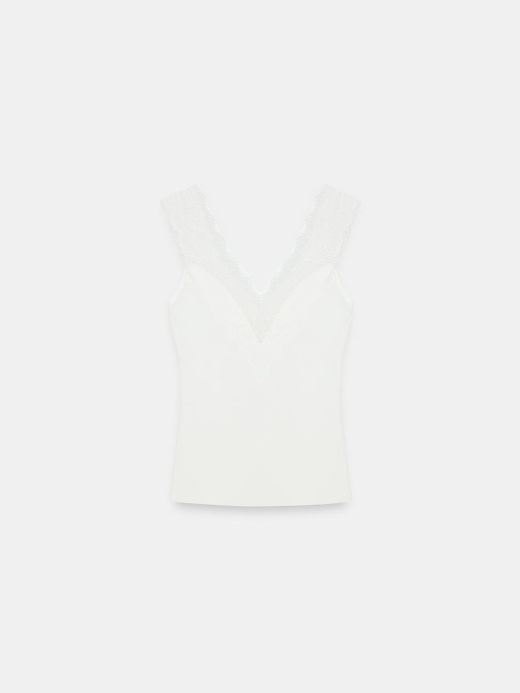 Elegant spetsblus med V-ringning - Vit