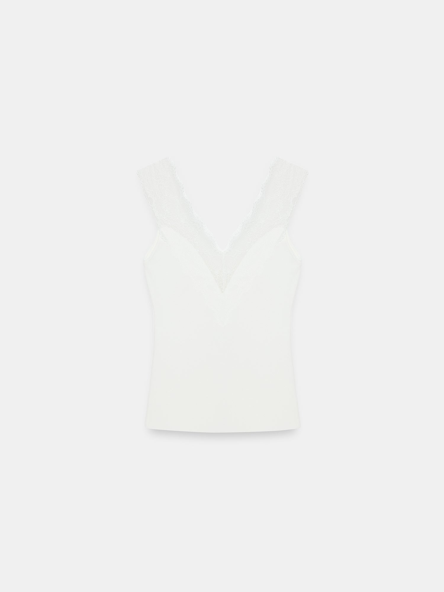 Elegant spetsblus med V-ringning - Vit