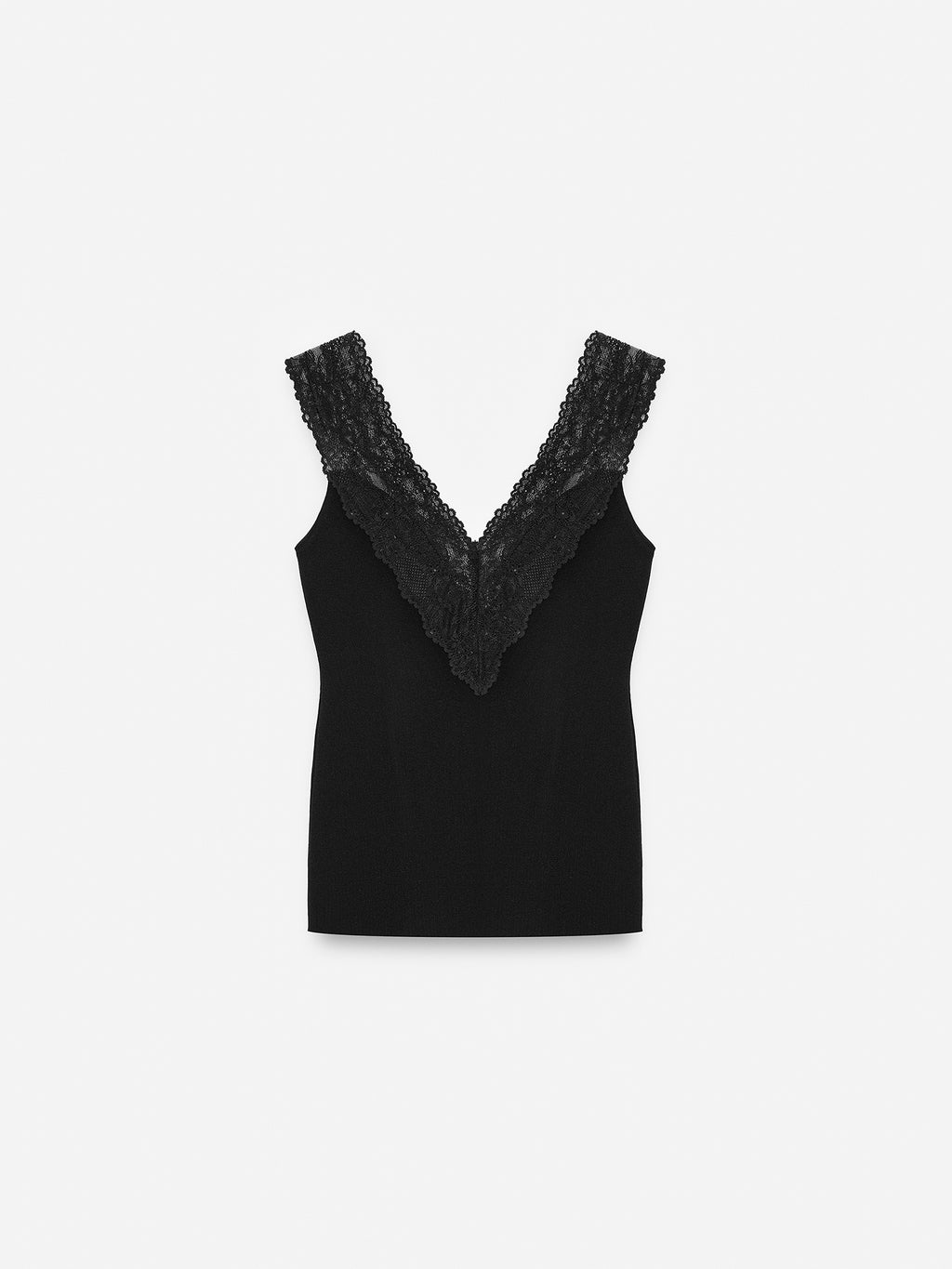 Elegant spetsblus med V-ringning - Svart