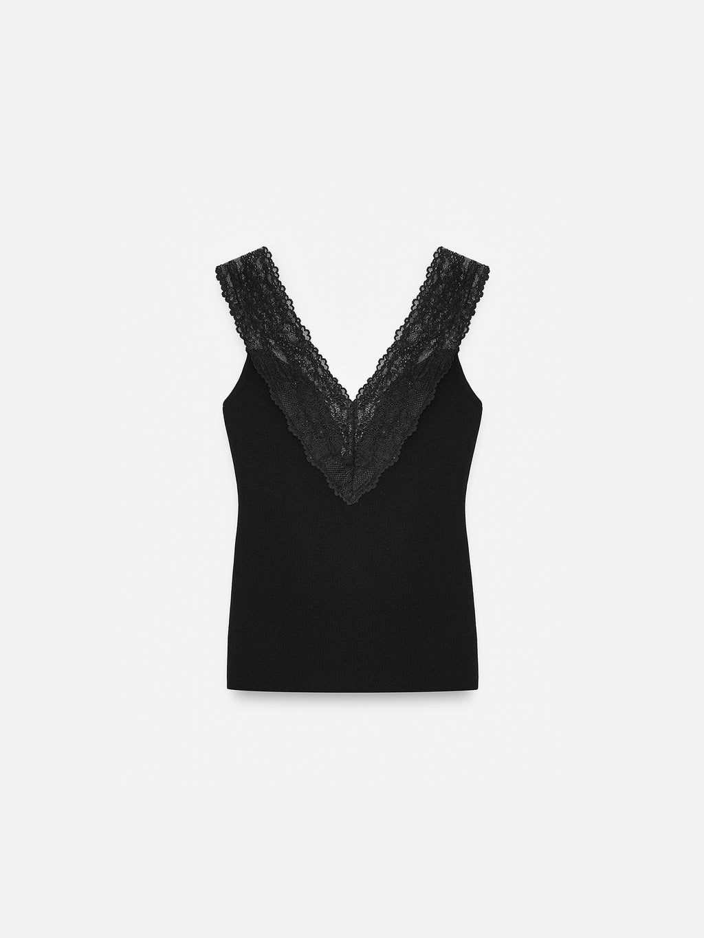 Elegant spetsblus med V-ringning - Svart