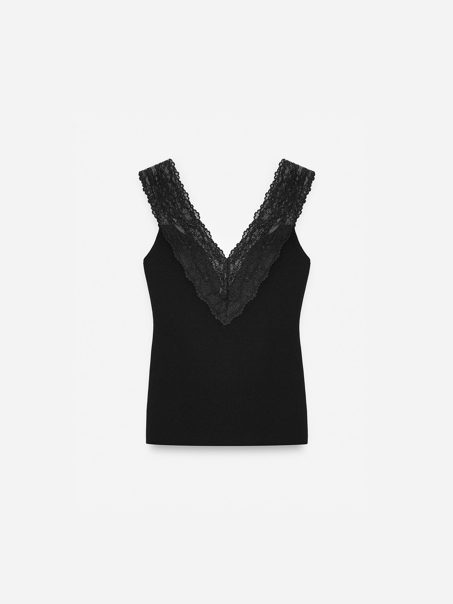 Elegant spetsblus med V-ringning - Svart