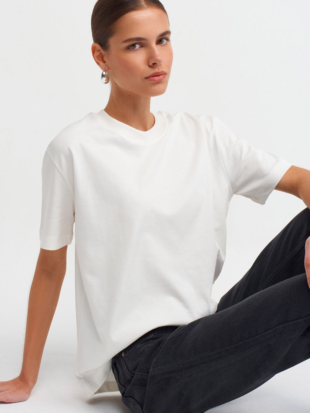 T-shirt i 100 % bomull - Ekru