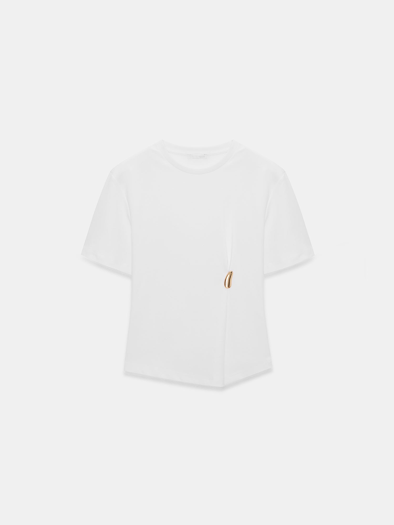 Basic T-shirt med Dekorativ Detalj – Vit