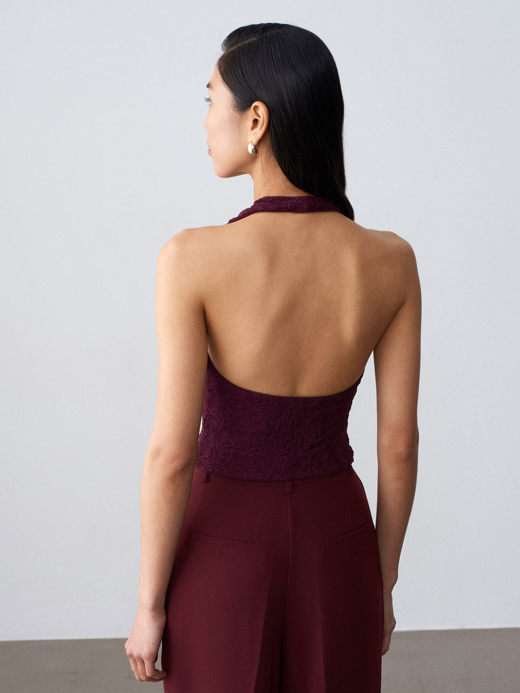 Halterneck spetstopp - Bordeaux