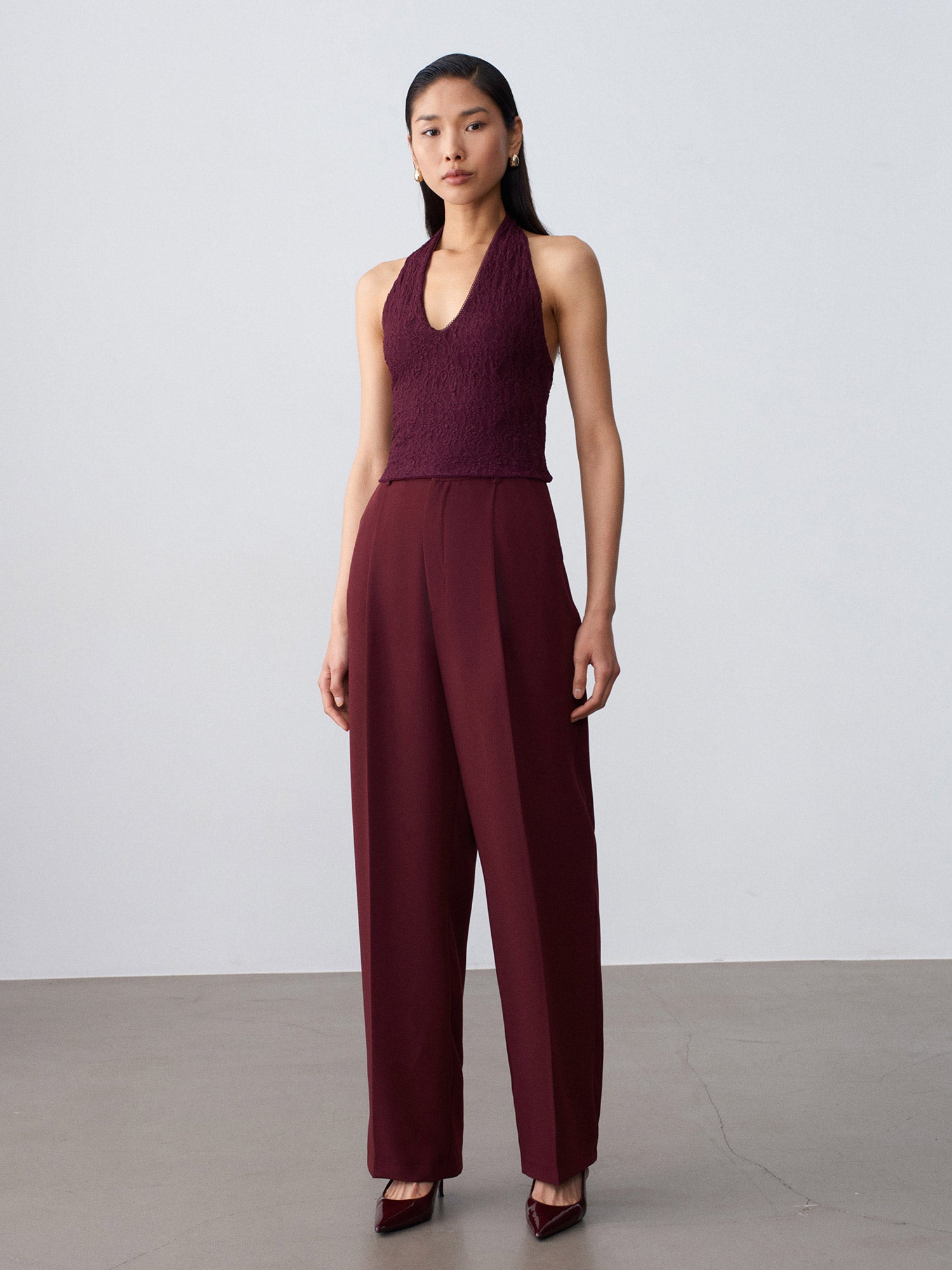 Halterneck spetstopp - Bordeaux