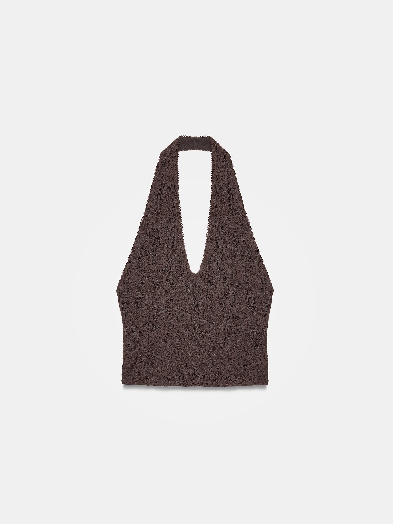 Halterneck spetstopp - Mörkbrun