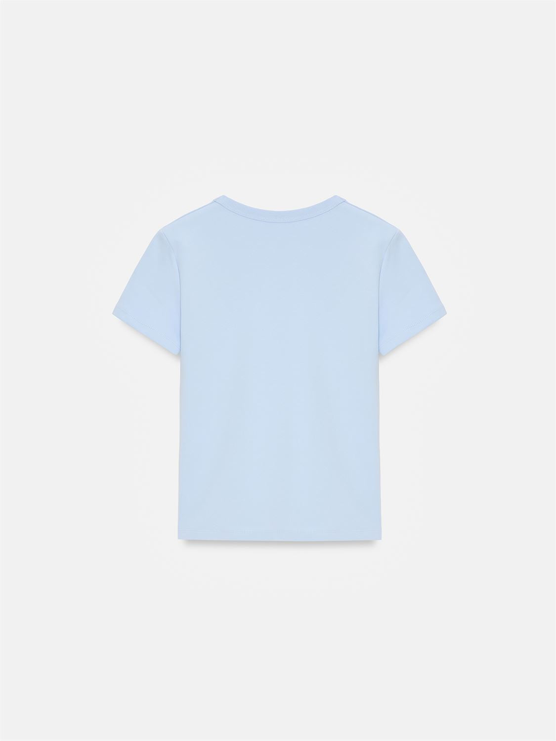 T-shirt med Rund Halsringning - Ljusblå