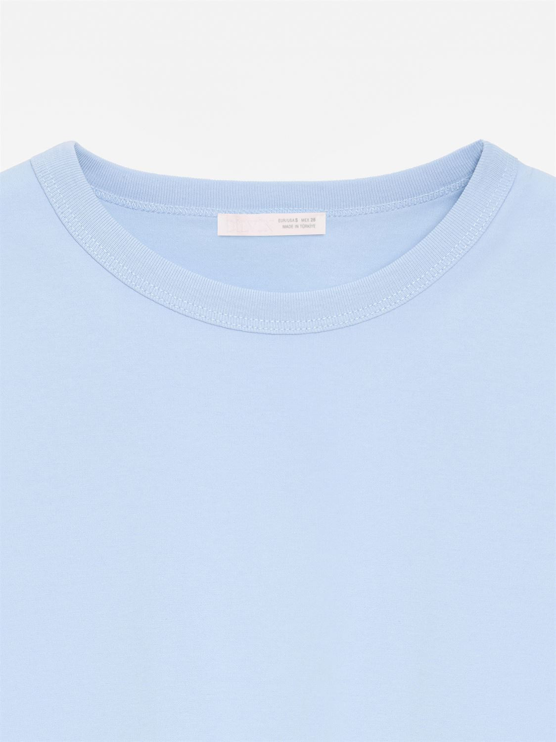 T-shirt med Rund Halsringning - Ljusblå