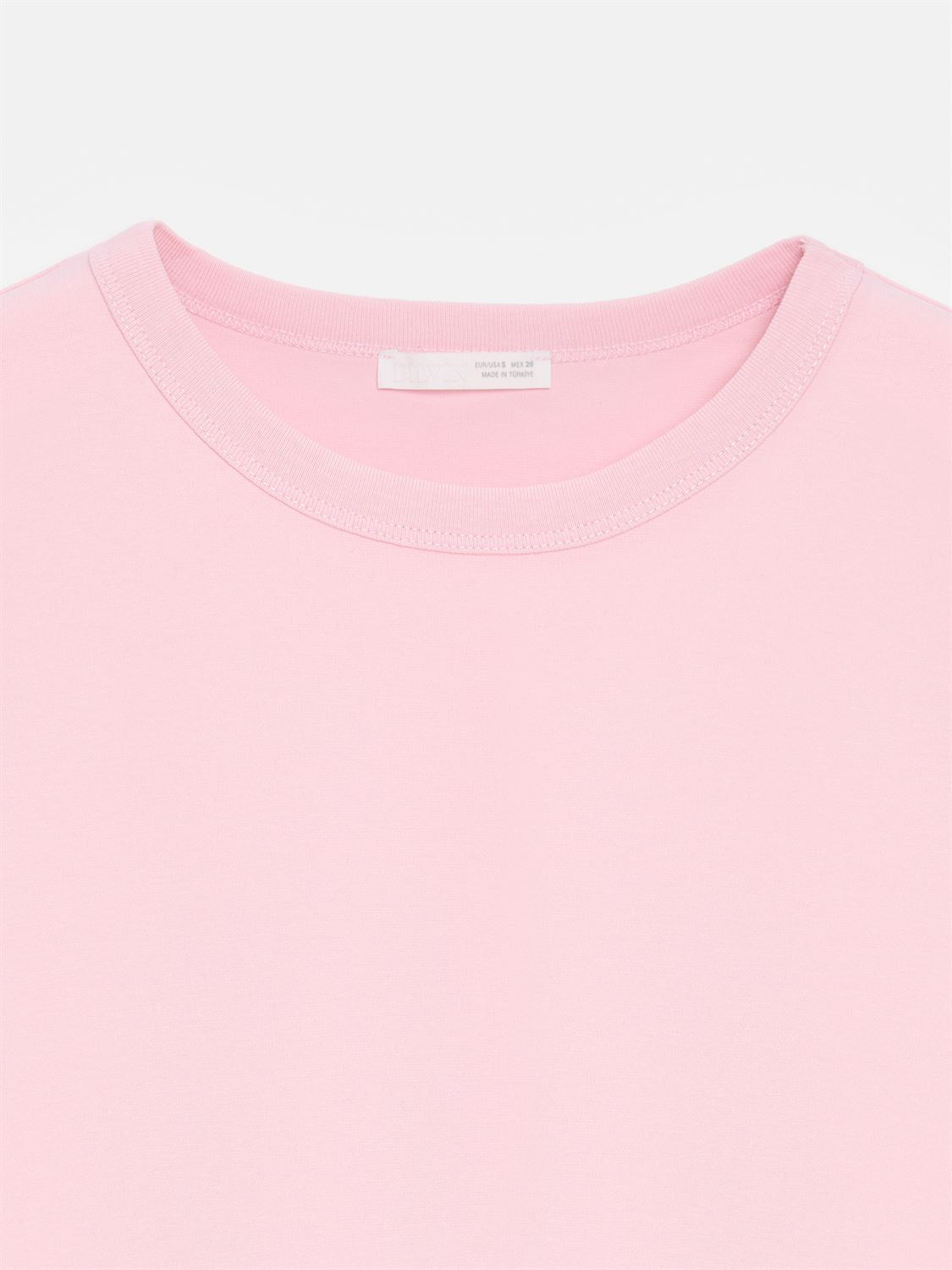 T-shirt med Rund Halsringning - Puderrosa