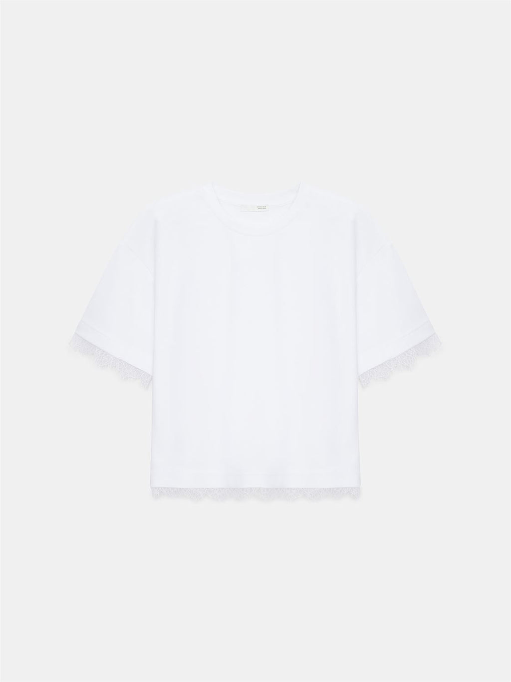 T-shirt med spetskant - Vit