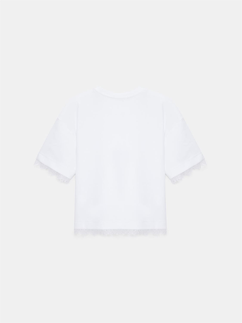 T-shirt med spetskant - Vit