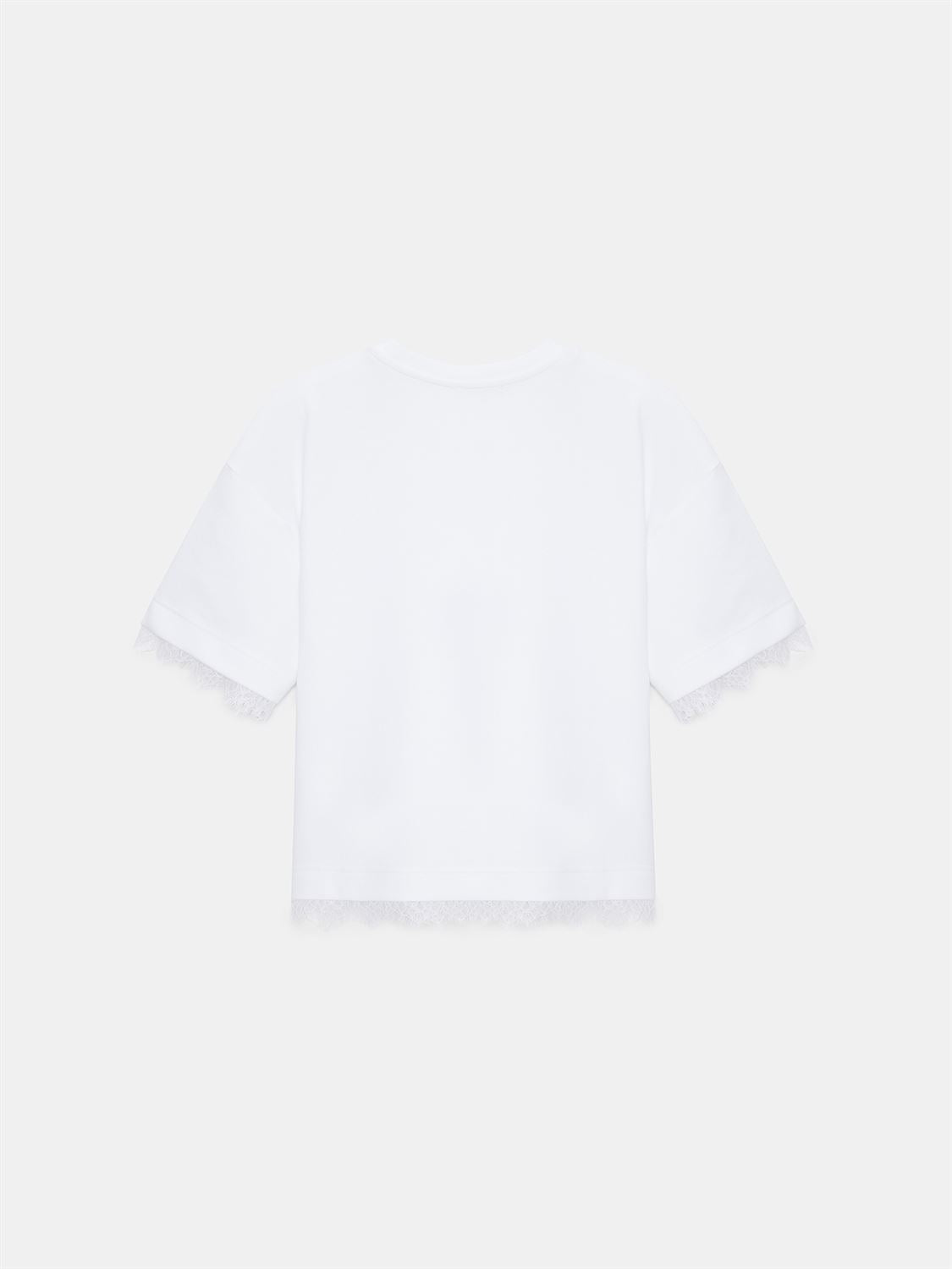 T-shirt med spetskant - Vit
