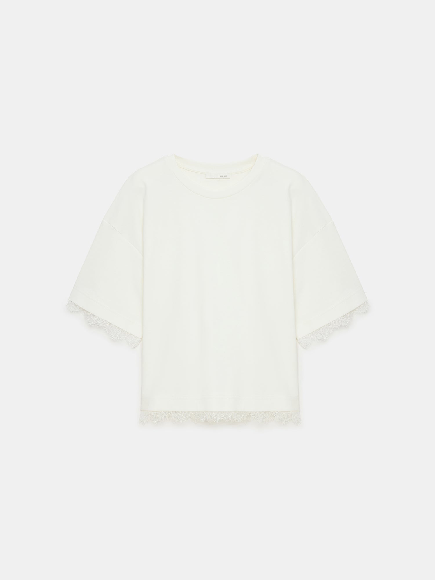 T-shirt med spetskant – Ecru
