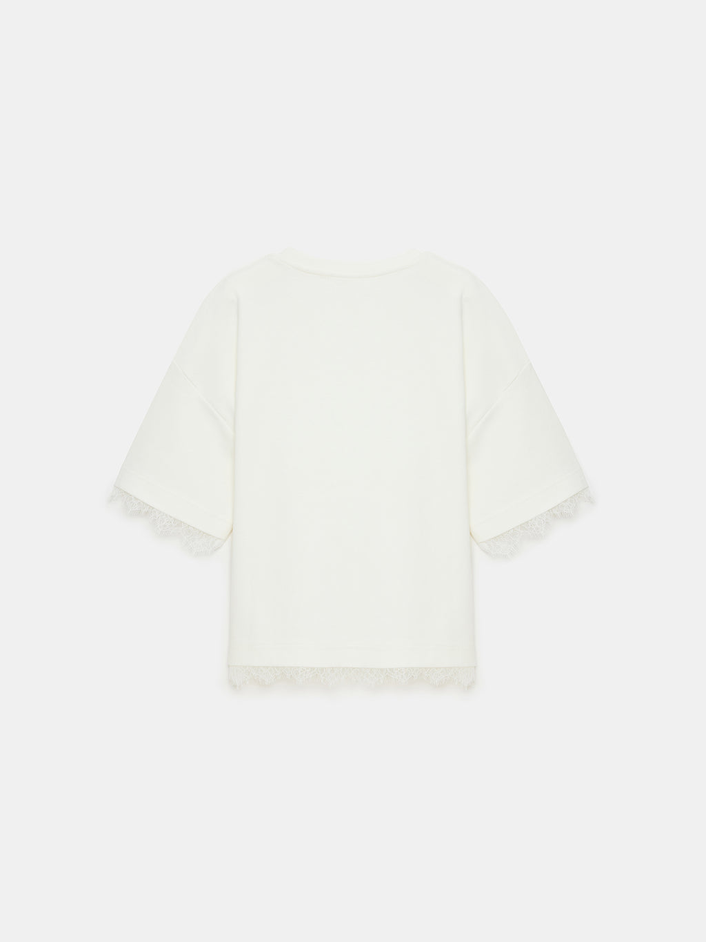 T-shirt med spetskant – Ecru