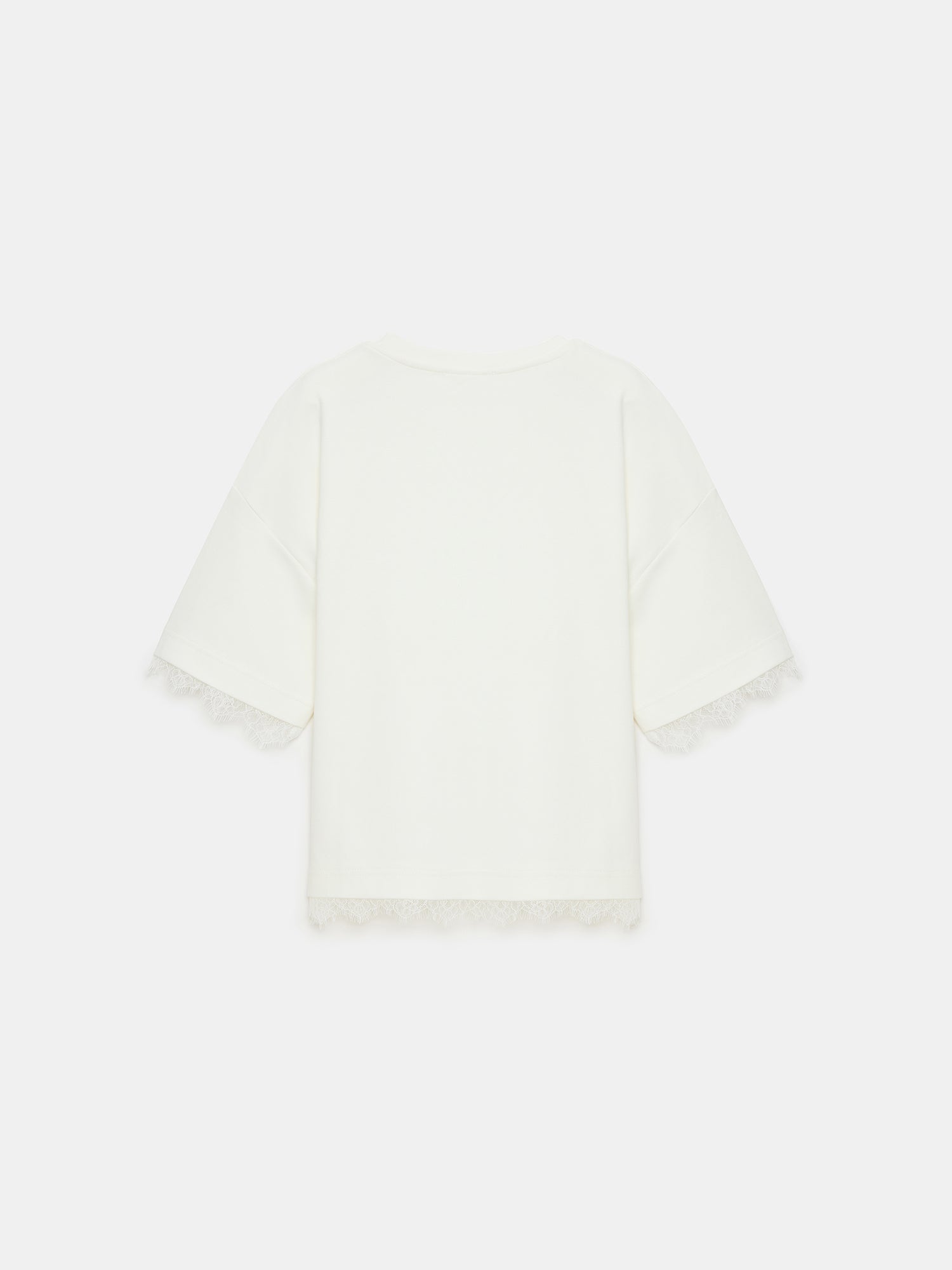 T-shirt med spetskant – Ecru