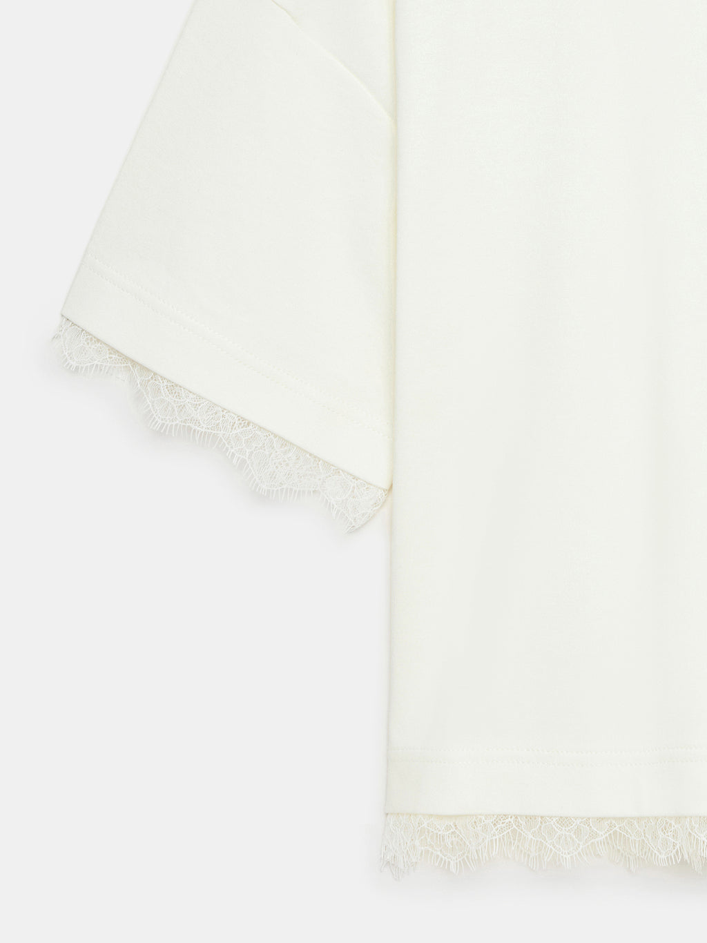 T-shirt med spetskant – Ecru
