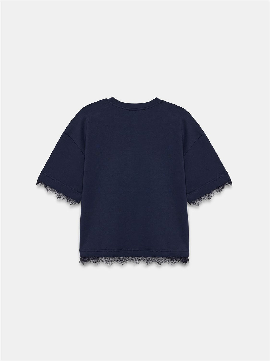 T-shirt med spetskant - Marinblå