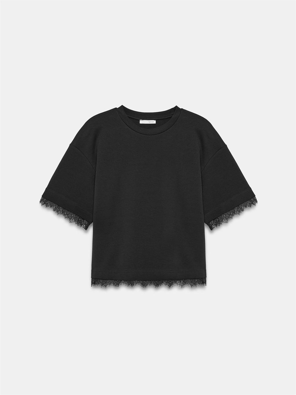 T-shirt med spetskant - Svart