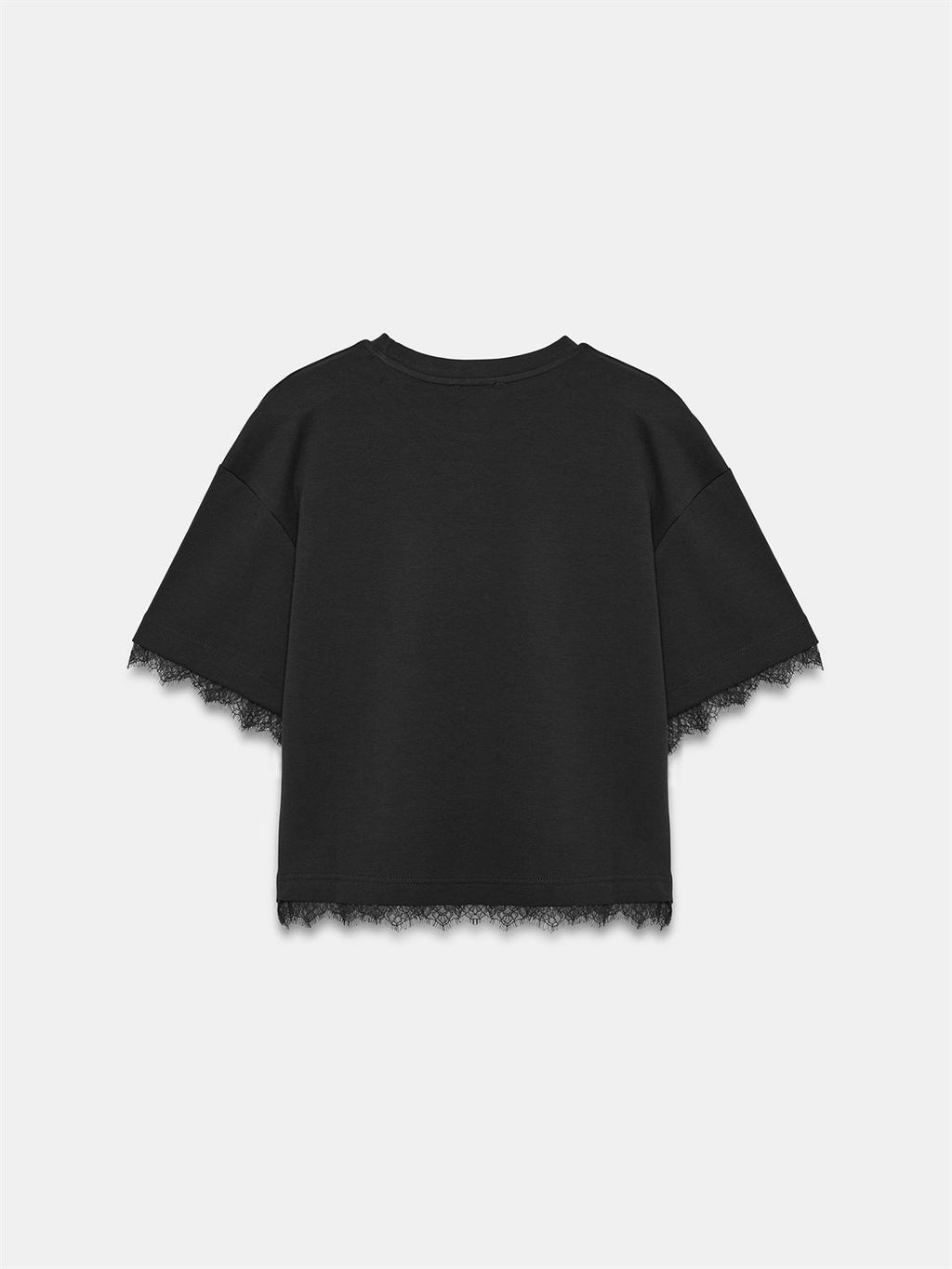T-shirt med spetskant - Svart