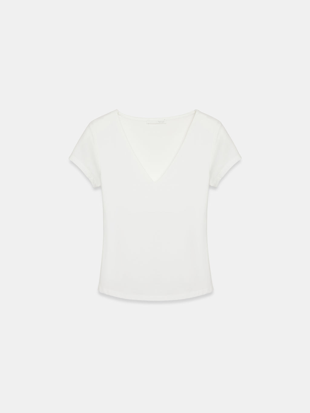 V-ringad bomulls-T-shirt - Ekru