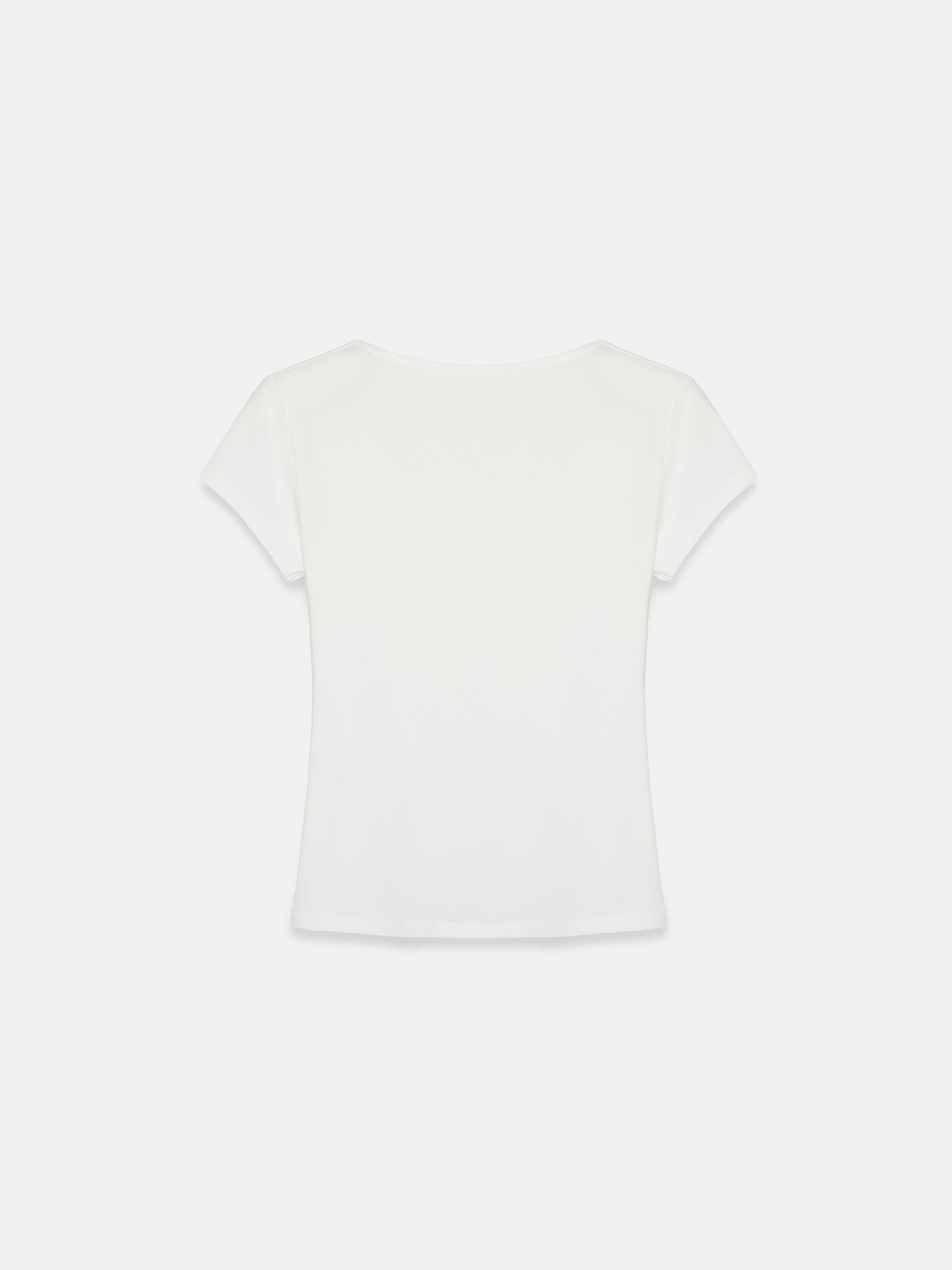 V-ringad bomulls-T-shirt - Ekru