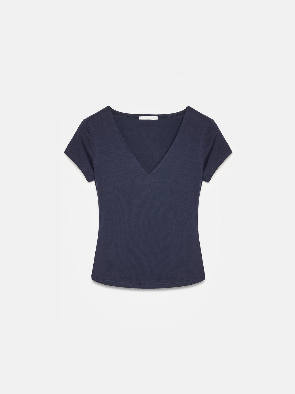 V-ringad bomulls-T-shirt - Marinblå