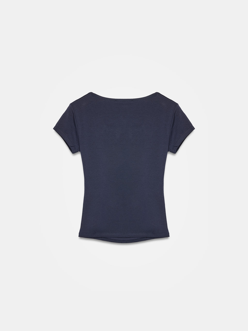 V-ringad bomulls-T-shirt - Marinblå