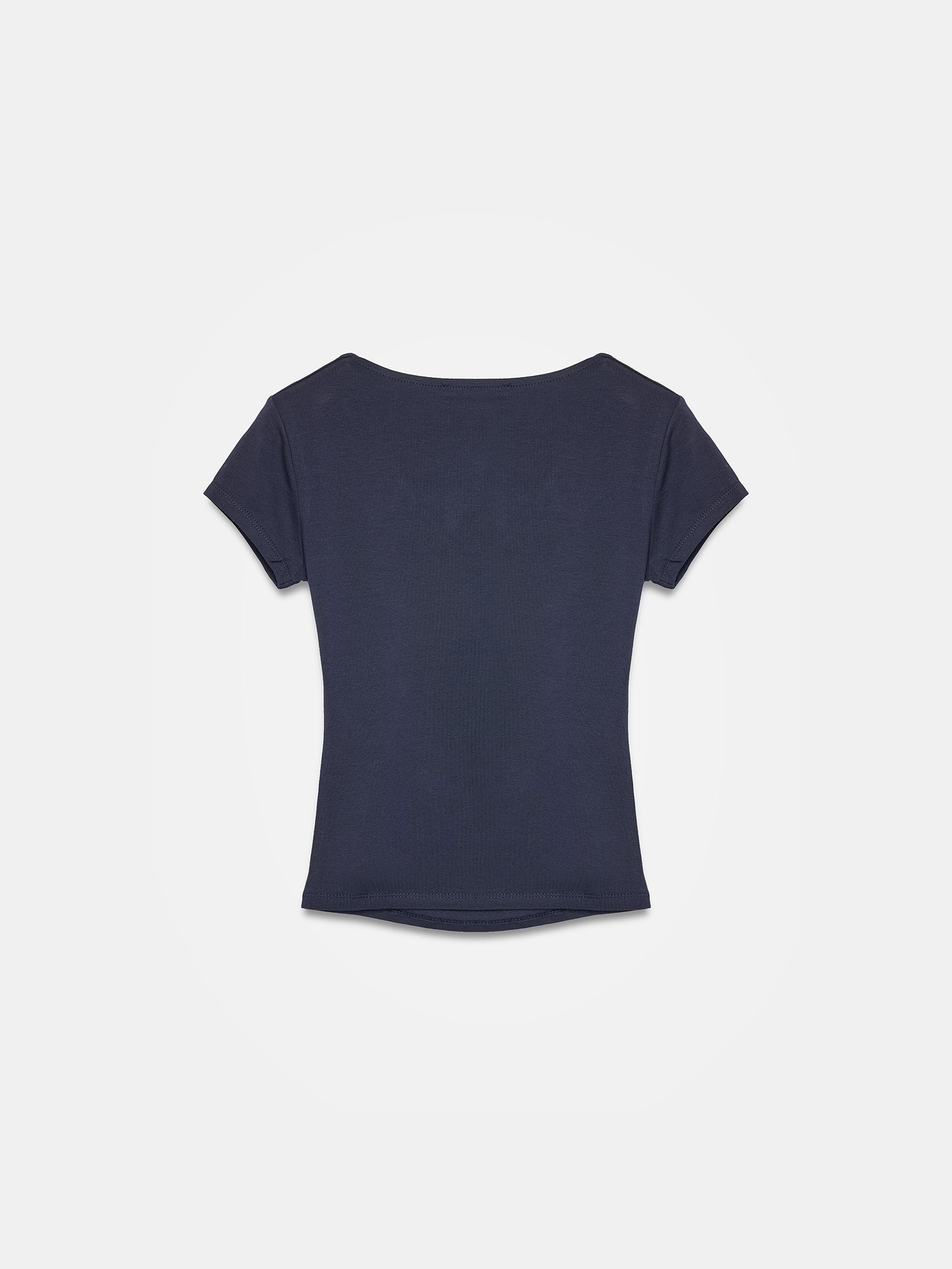V-ringad bomulls-T-shirt - Marinblå