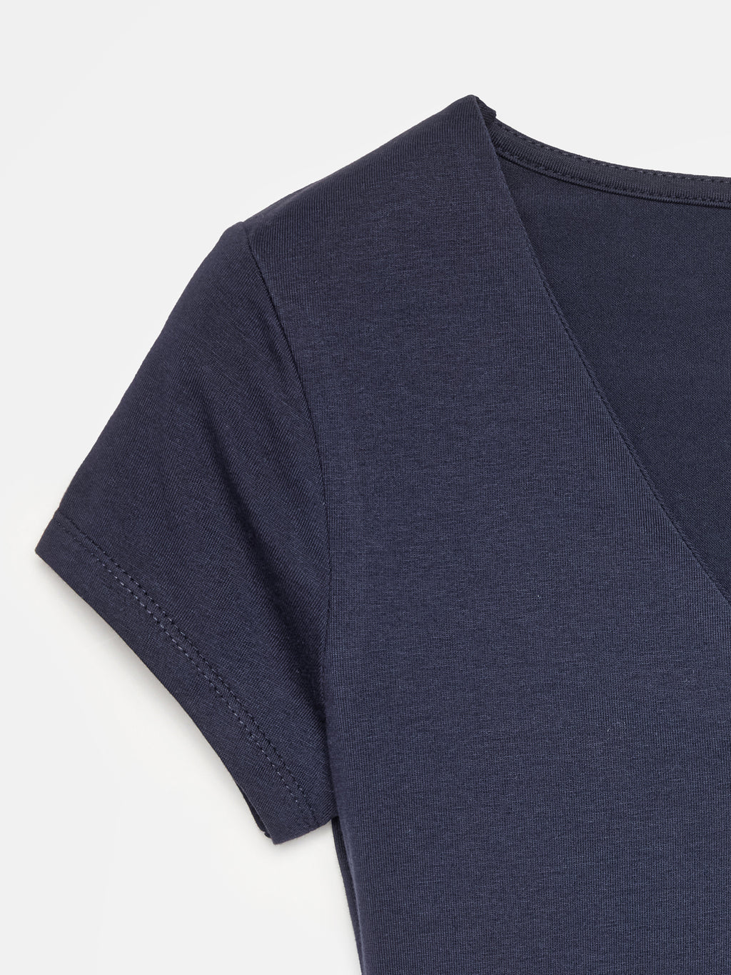 V-ringad bomulls-T-shirt - Marinblå