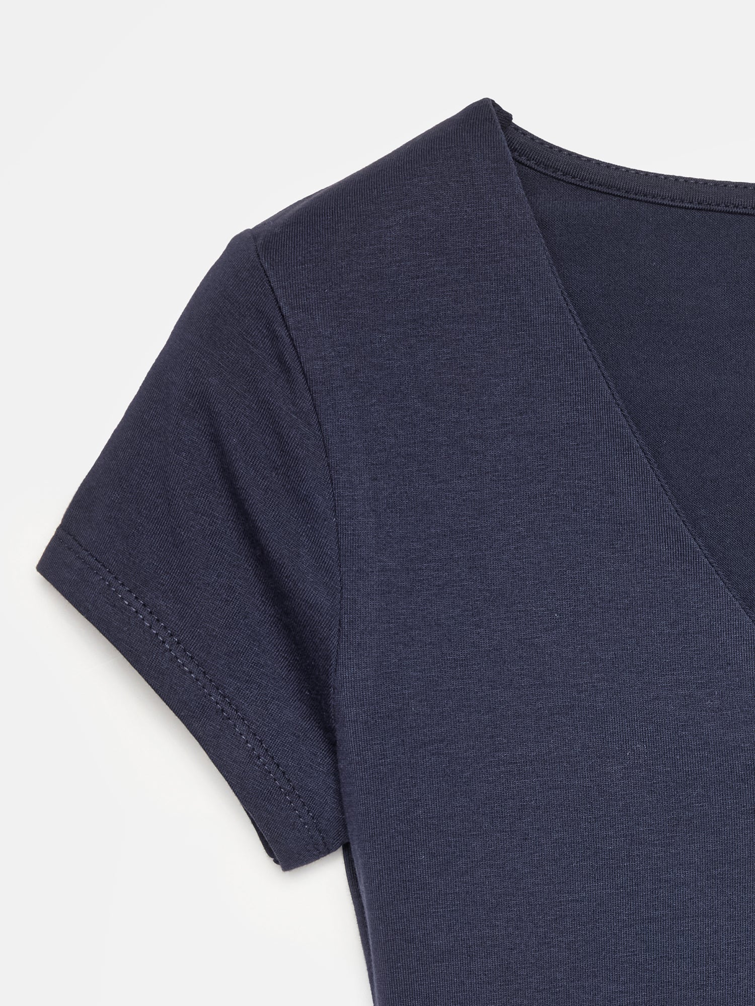 V-ringad bomulls-T-shirt - Marinblå