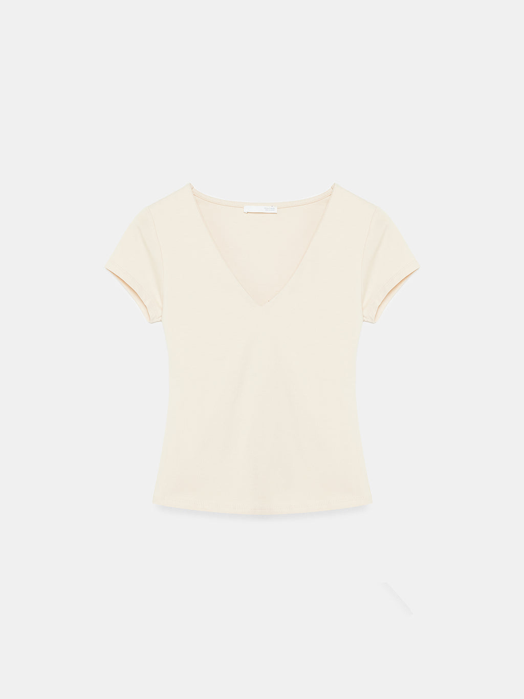 V-ringad bomulls-T-shirt - Stone