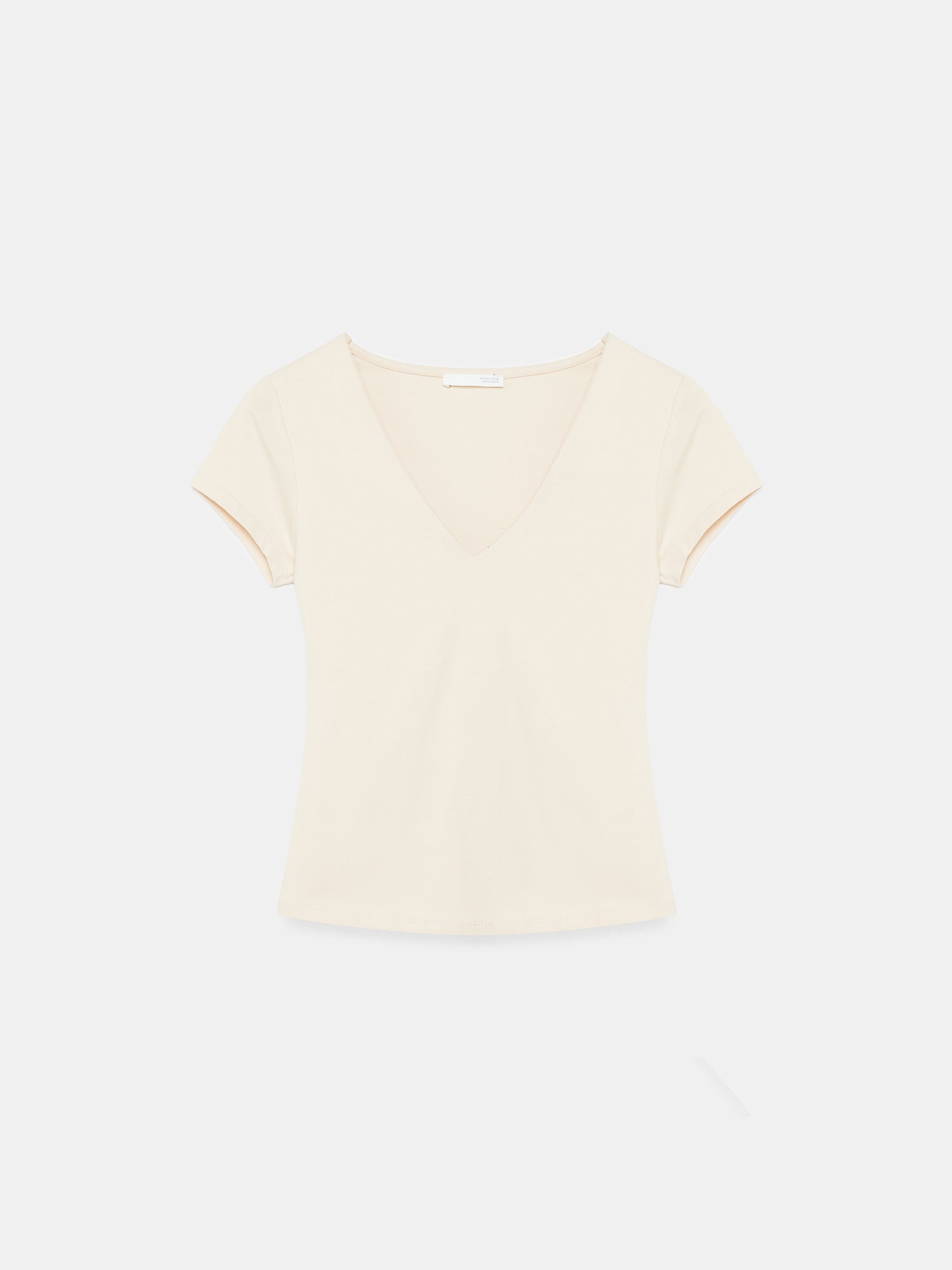 V-ringad bomulls-T-shirt - Stone