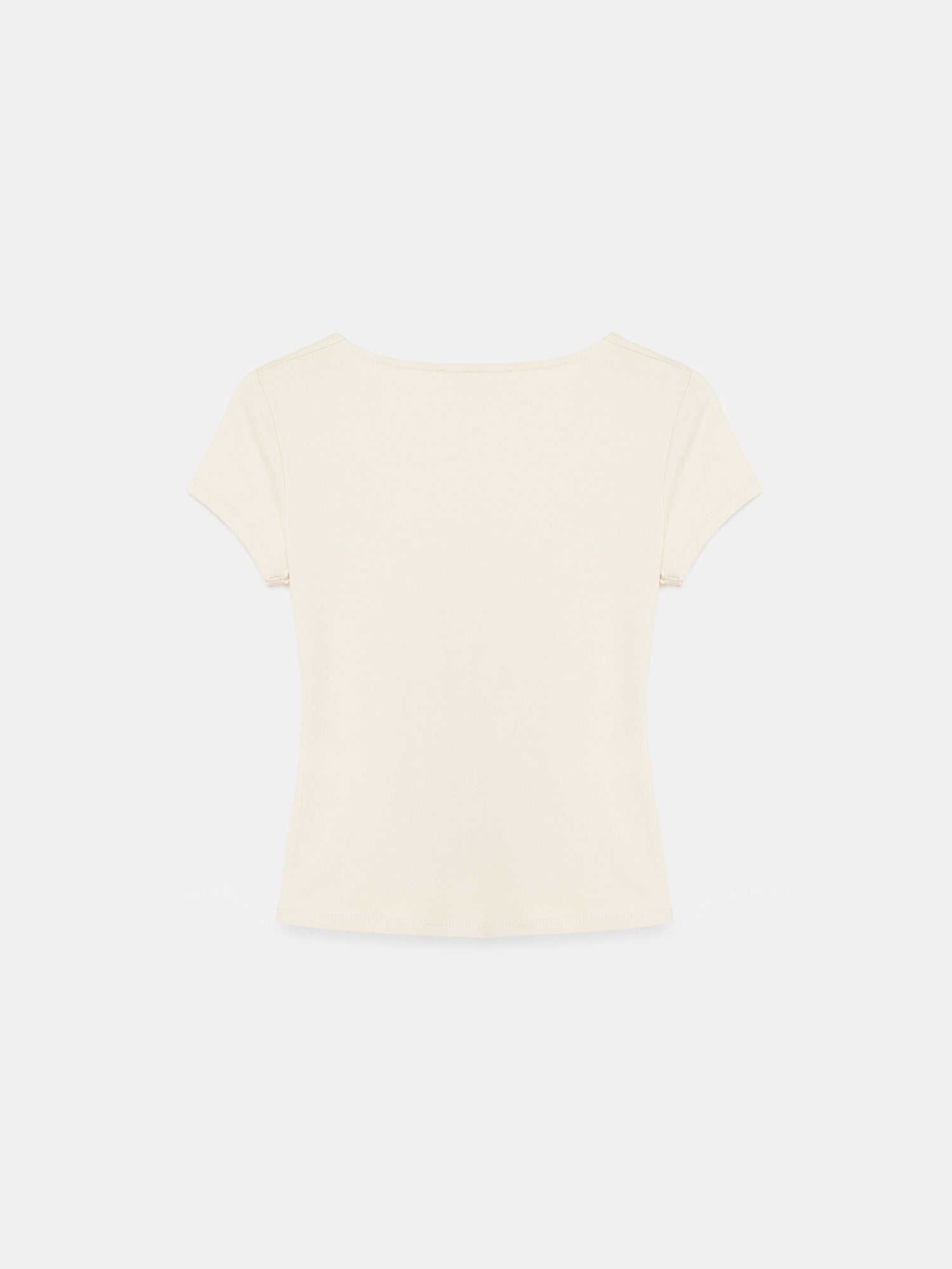 V-ringad bomulls-T-shirt - Stone