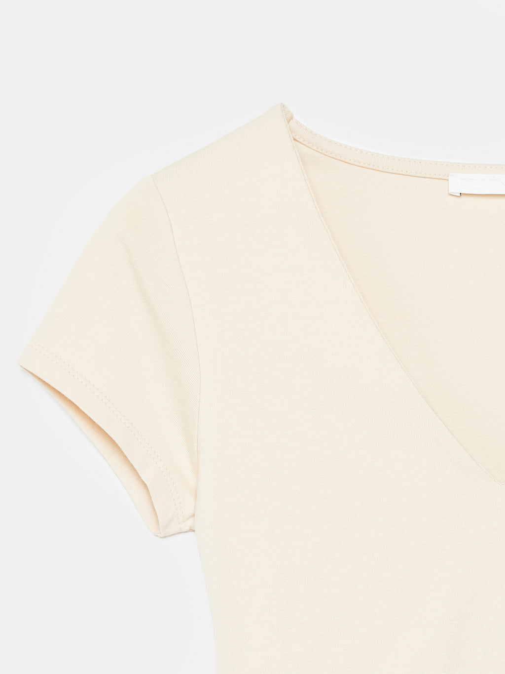 V-ringad bomulls-T-shirt - Stone