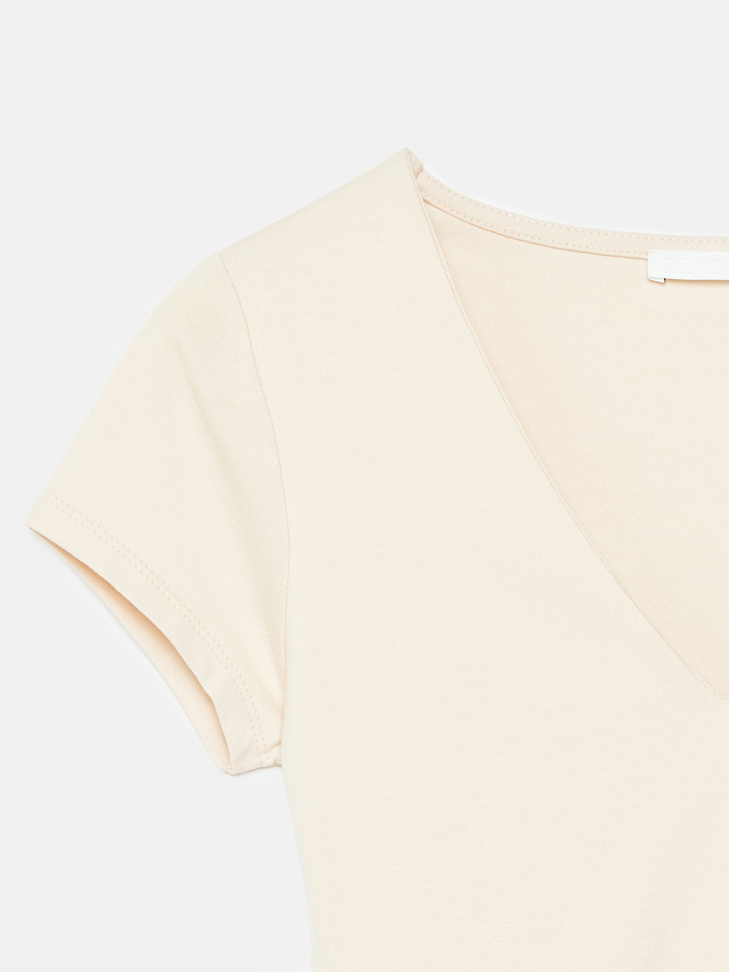V-ringad bomulls-T-shirt - Stone