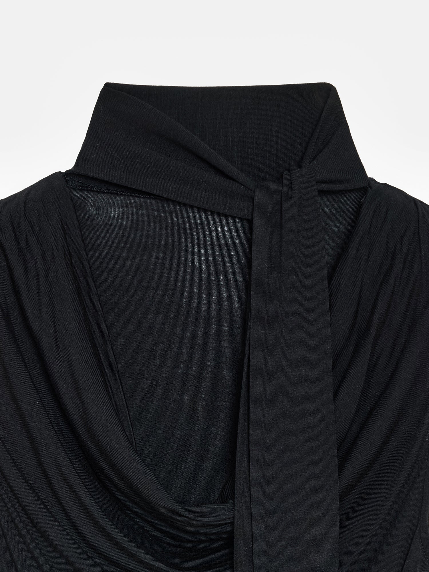 Draperad topp med sjalkrage - Svart