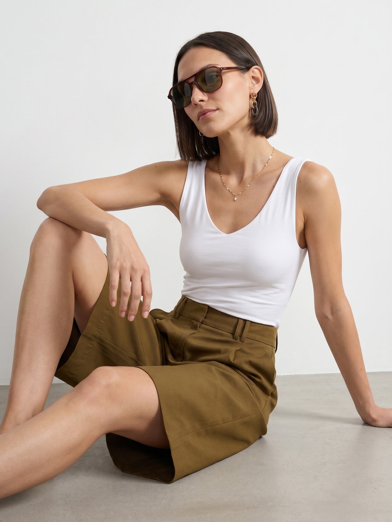 Essential V-ringad topp – Vit