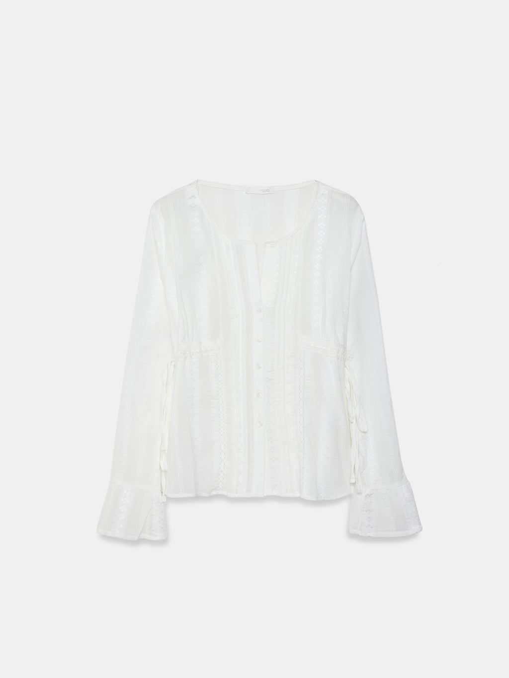 Broderad Långärmad Skjorta – Ecru