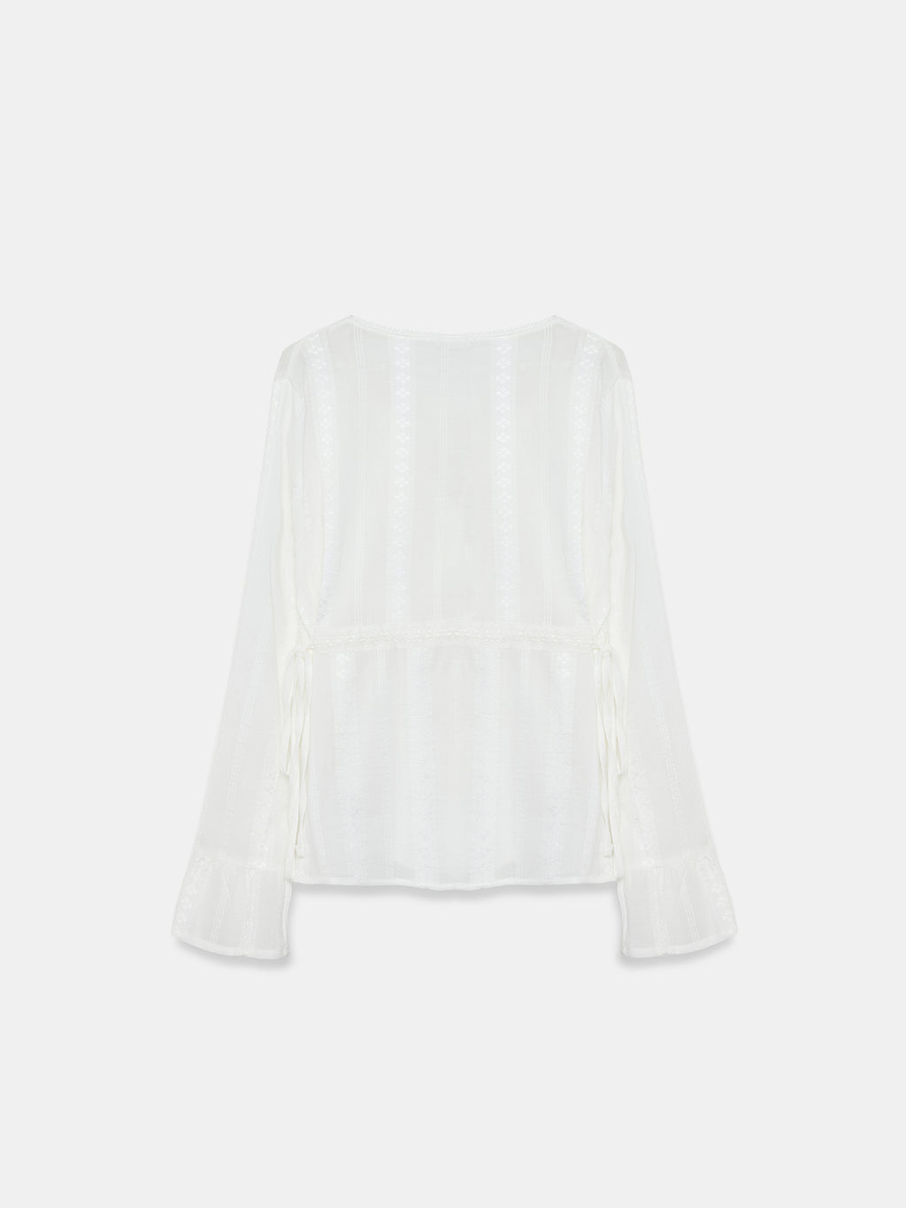 Broderad Långärmad Skjorta – Ecru