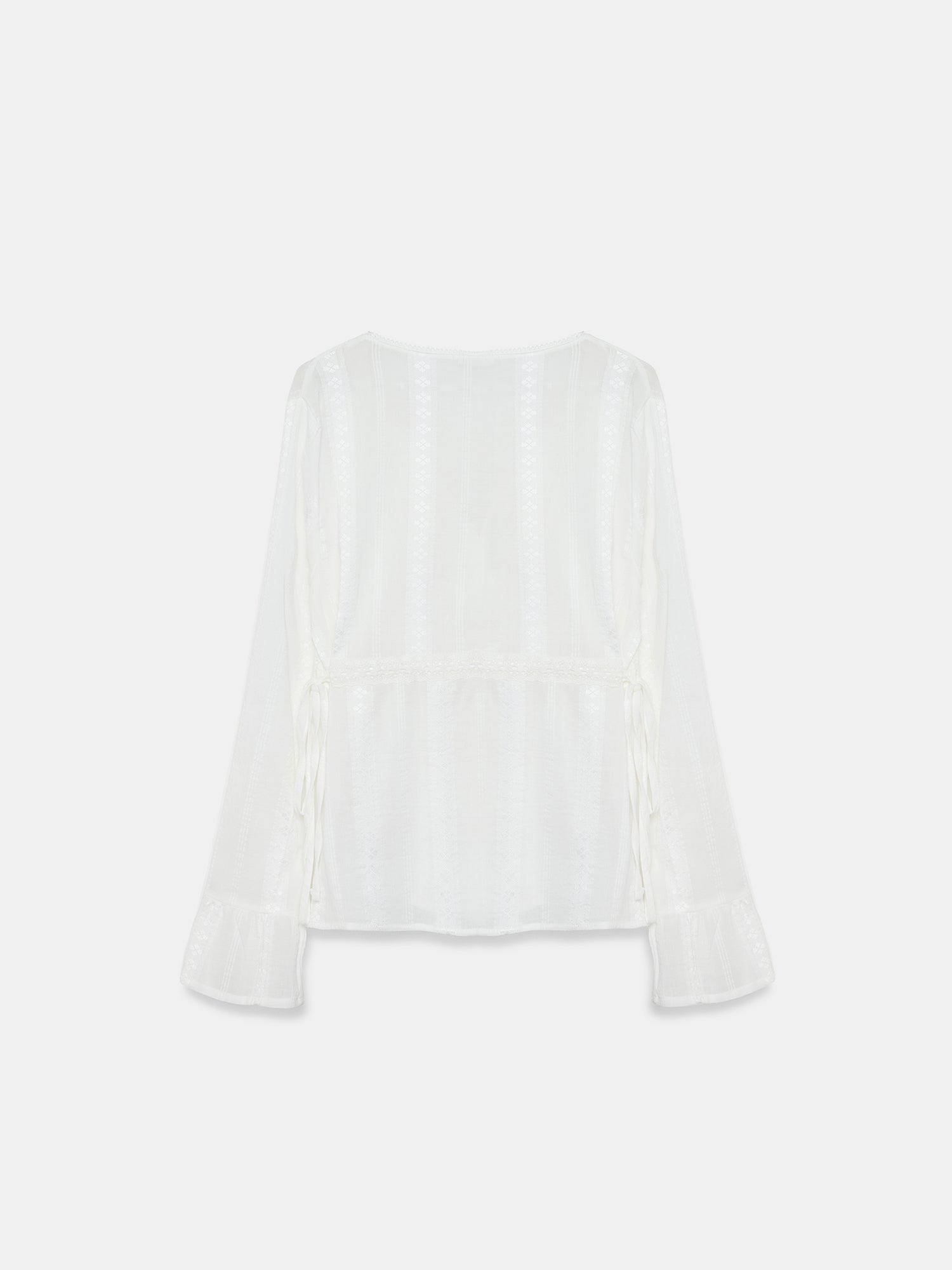Broderad Långärmad Skjorta – Ecru