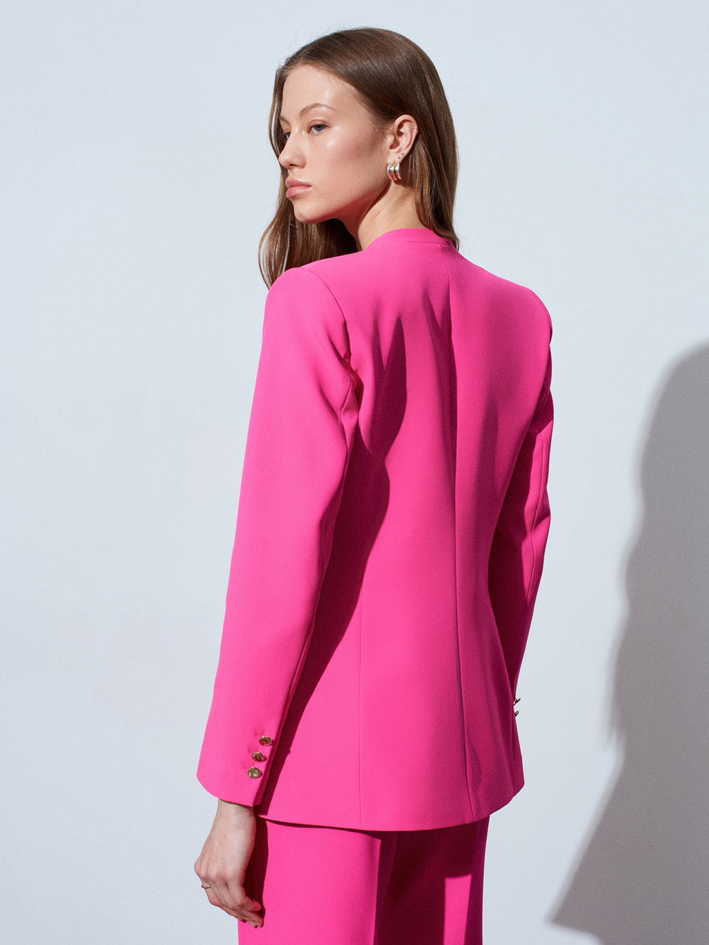 Figursydd kraglös kavaj - Fuchsia