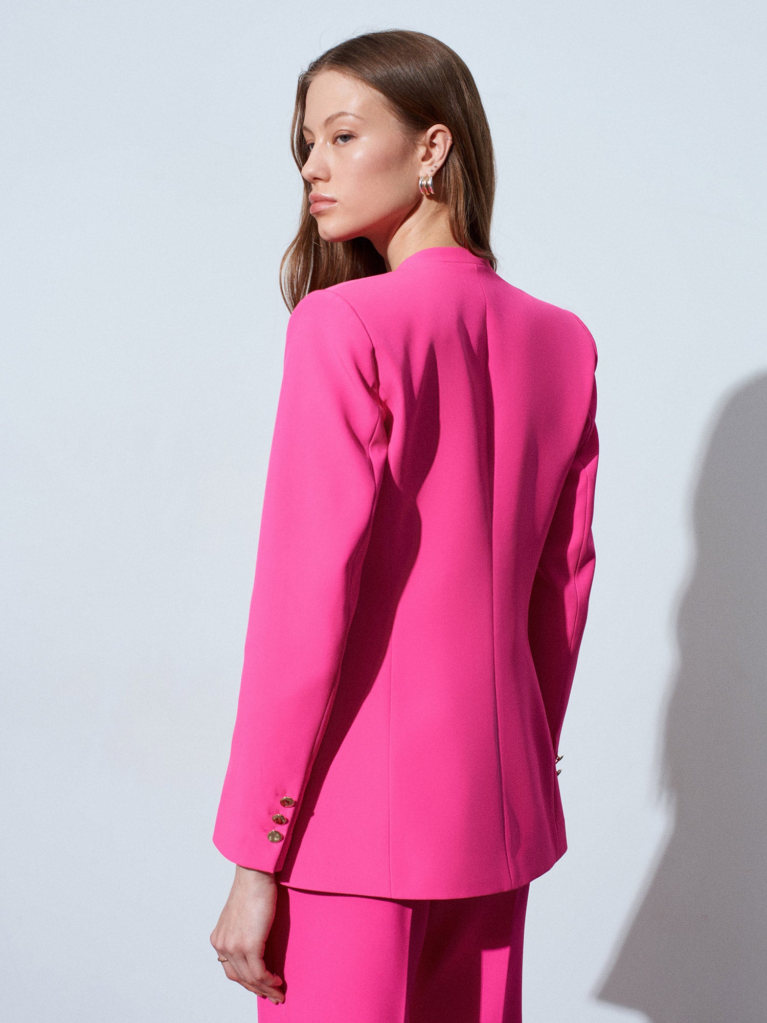 Figursydd kraglös kavaj - Fuchsia