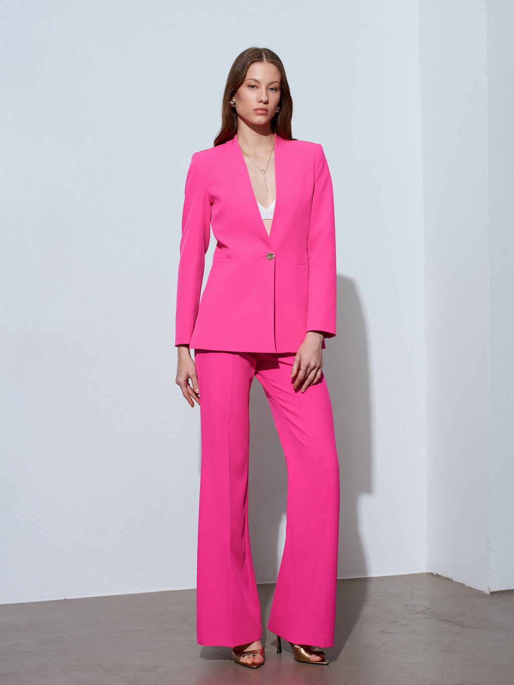 Figursydd kraglös kavaj - Fuchsia