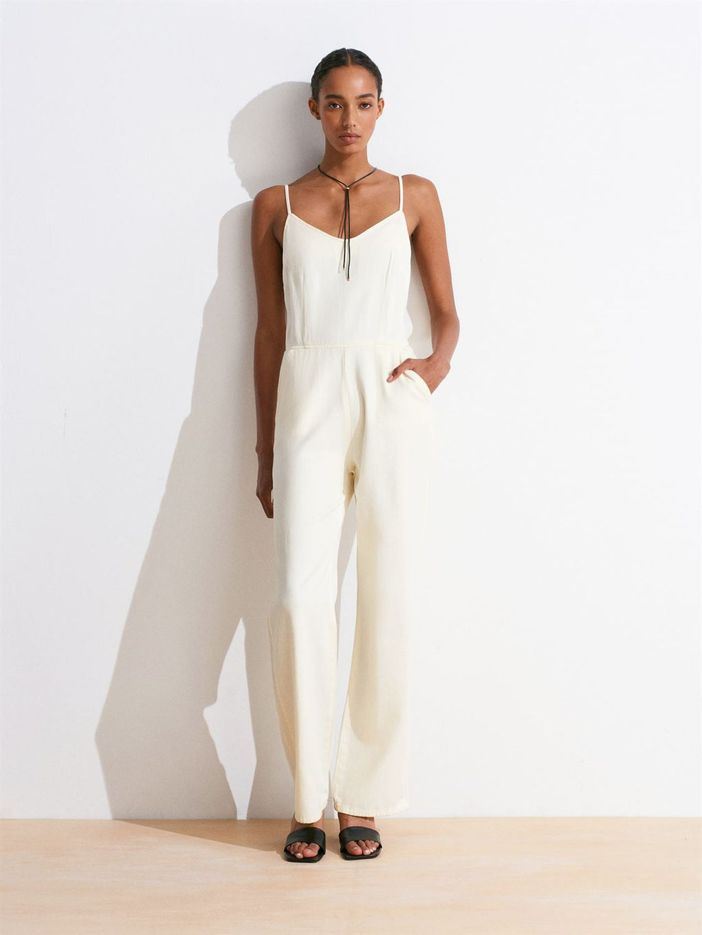 Patchwork Lyocell Denim Jumpsuit - Ljusgul