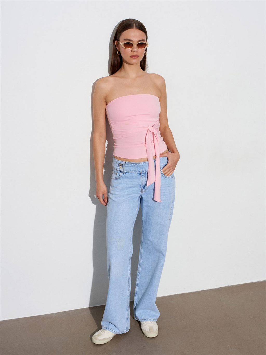 Jeans med bälte - Blå