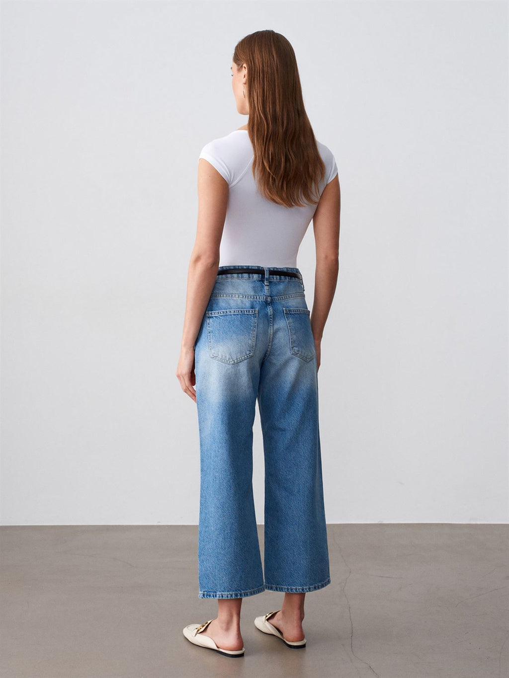 Lågmidjade cropped jeans - Blå