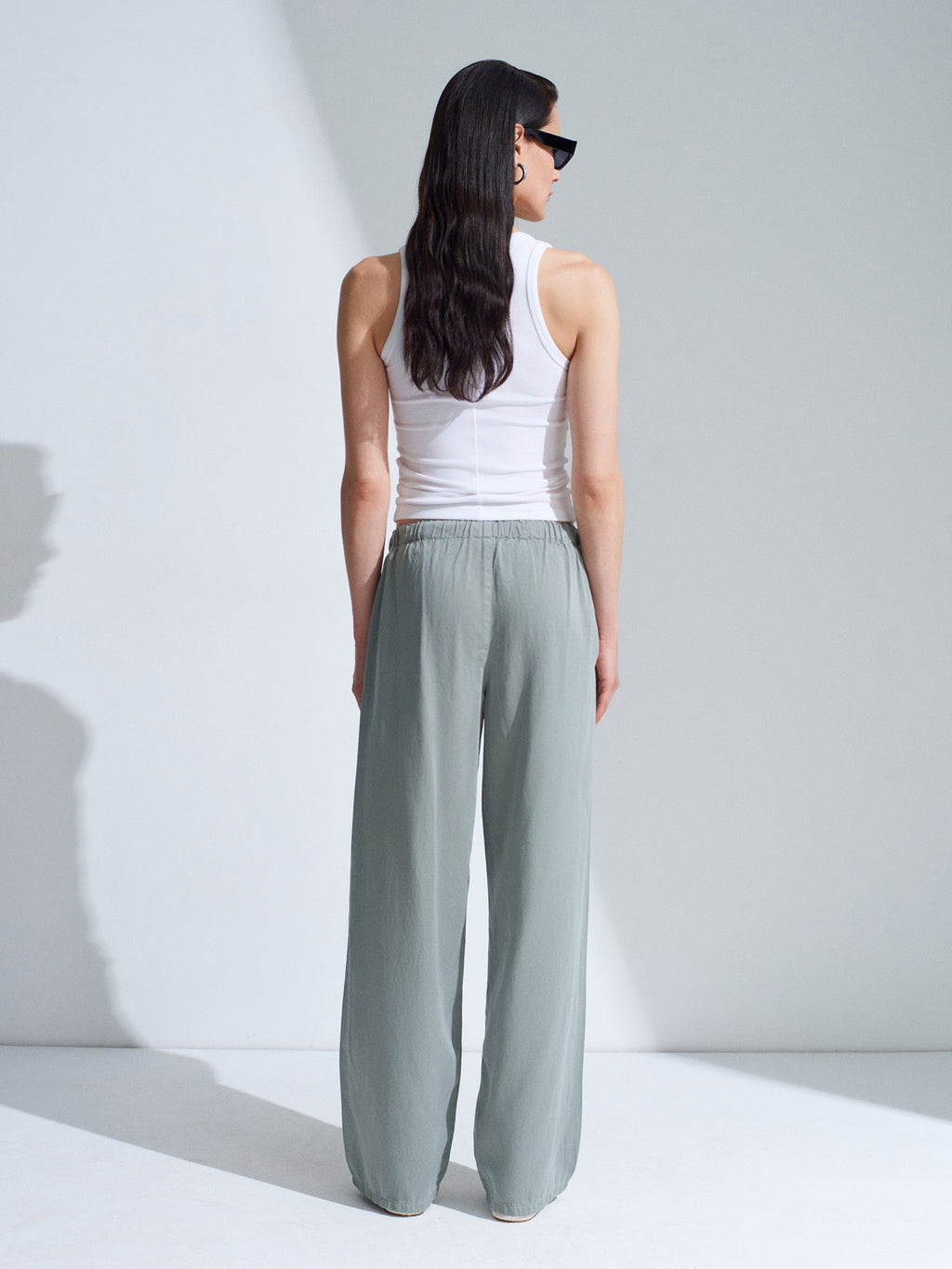 Jeans med Resår i Midjan - Khaki