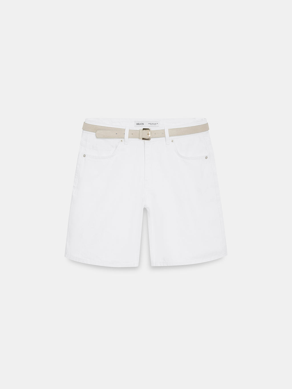 Denimshorts med Skärp – Vit