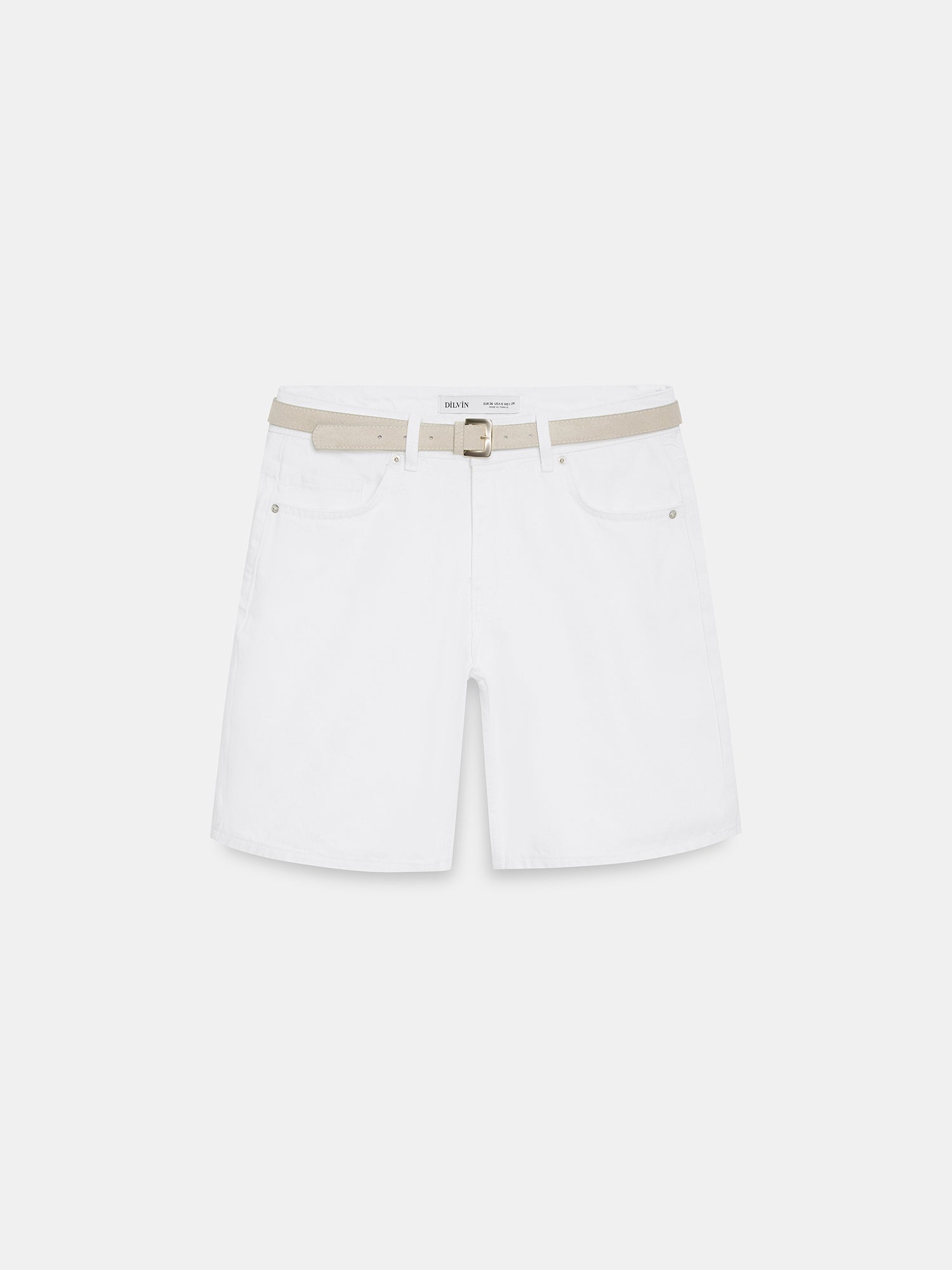 Denimshorts med Skärp – Vit